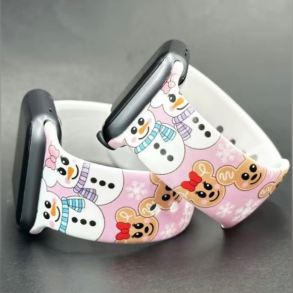 Mickey Mouse inspired snowman and gingerbread ears iWatch band. - Picture 4 of 5